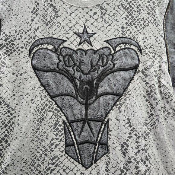 Square Zero‎ Men Shirt XL Gray Animal Print Cobra Corset Star Embroidered - Picture 7 of 7